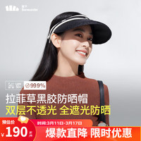 蕉下(beneunder)防晒帽女夏季防紫外线遮阳帽女士太阳帽子空顶草帽织帽 深黑拉菲