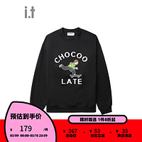 :CHOCOOLATE it 款基础圆领卫衣2024春季潮酷活力LSWU290 BKX/黑色 XL