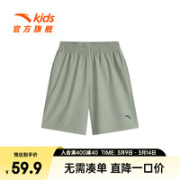 ANTA安踏儿童梭织短裤男童装裤子2024年夏季速干透气跑步运动五分裤 迷宫绿-4 130cm