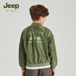 Jeep吉普童装儿童外套2024春秋夹克美式飞行员上衣男童休闲春装 军绿 130cm