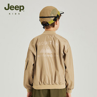 Jeep吉普童装儿童外套2024春秋夹克美式飞行员上衣男童休闲春装 卡其 140cm