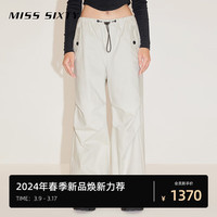MISS SIXTY2024春季牛仔裤女抽绳束脚工装风休闲街头风百搭 灰白 L