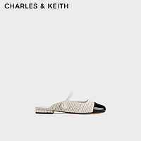 CHARLES&KEITH24春法式一字带平底穆勒拖鞋CK1-70900458-1 Cream奶白色 37