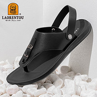 老人頭(LAORENTOU)人字拖鞋男时尚简约鞋拖两用凉拖鞋户外沙滩凉鞋 LT11107 黑 39