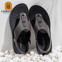 老人頭（LAORENTOU）人字拖鞋男时尚简约鞋拖两用凉拖鞋户外沙滩凉鞋 LT11107 灰 39 