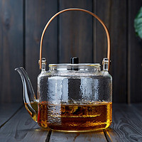 美斯尼 玻璃煮茶器煮茶壶提梁壶加厚耐热玻璃泡茶壶黑茶普洱功夫茶具 锤纹款 1.1升