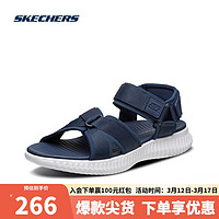 斯凯奇（Skechers）魔术贴露趾凉鞋男子运动休闲沙滩鞋51722 海军蓝色 43 