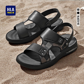 海澜之家HLA凉鞋男士休闲时尚拖鞋两用舒适沙滩鞋HAALXM2DBH016 黑色41