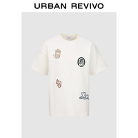 URBAN REVIVO 2024男装休闲撞色趣味图案肌理感T恤衫UML440045