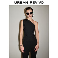 URBAN REVIVO 女士摩登气质不对称斜肩领罩衫衬衫 UWG240060