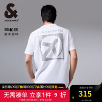 杰克·琼斯（JACK&JONES）夏季新款直筒T恤舒适速干字母印花休闲圆领短袖男装224201232 A06本白色 常规 A06本白色 1
