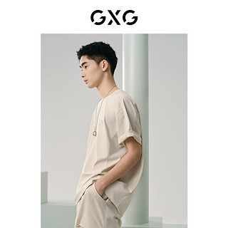 GXG男装 零压系列米色速干拼接设计圆领短袖T恤男士 24年夏 米色 165/S
