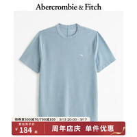 ABERCROMBIE & FITCH男装女装情侣装 24春夏新款小麋鹿休闲圆领短袖T恤 358707-1 浅蓝色