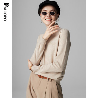 帕罗 100%山羊绒 12针紧密针织半高领保暖毛衣