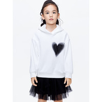 little MO&Co.little moco童装24春装女童亲子装 爱心欧根纱长袖连帽卫衣 本白色 130/64