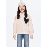 little MO&Co.little moco童装24春装女童亲子装 爱心欧根纱长袖连帽卫衣 淡粉色 120/60