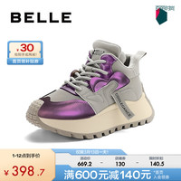 百丽运动鞋女2024春季厚底小众撞色百搭休闲鞋B1768AM4 灰色 38