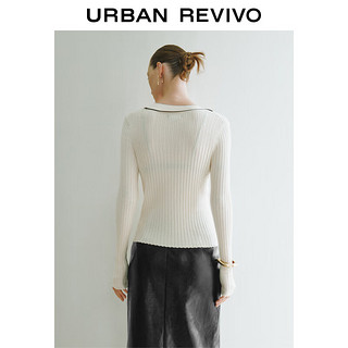 URBAN REVIVO UR2024春季女装小香气质修身针织开衫UWG940030 米白 S