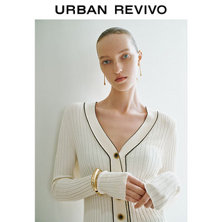 URBAN REVIVO UR2024春季女装小香气质修身针织开衫UWG940030 米白 S