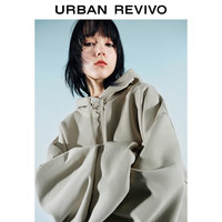 UR2024春季新款女装简约超宽松连帽抽绳卫衣连衣裙UWV740006 卡其