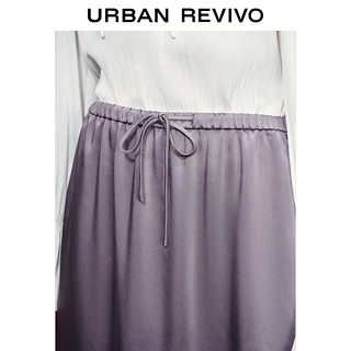 UR2024夏季女装摩登气质垂感显瘦松紧腰长款半裙UWG540032 丁香紫 XS