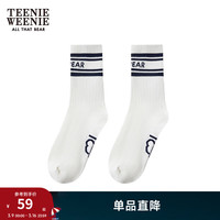 Teenie Weenie小熊女装2024年夏季字母边饰中筒袜袜白色袜 象牙白 FRE
