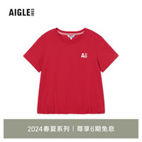 AIGLE【龙年系列】艾高短袖T恤24春夏SILVADUR抗菌速干户外女 红色 AS963 XXL