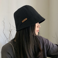 叕二叕休闲纯色棉质帽子男女水桶盆帽渔夫帽