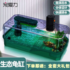 宠爱力动态乌龟缸一体养龟缸特大养殖缸家用养龟箱养龟盆乌龟饲养箱 中号绿色【雨淋管+造景+滤材】