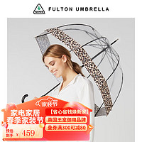 FULTON 富尔顿 英国女王御用透明鸟笼伞礼品长柄雨伞 豹纹边鸟笼伞