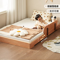 原始原素实木儿童床简约拼接床小户型单人地台床1.0*1.9m+床垫