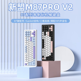 新盟（TECHNOLOGY）M87ProV2有线无线蓝牙三模客制化机械键盘RGB热插拔gasket结构电竞键盘星光白（侧刻）乌梅子轴