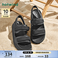 hotwind 热风 2024年夏季男士时尚凉鞋厚底舒适户外沙滩鞋百搭露趾凉鞋 01黑色 42