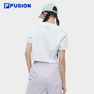 FILA FUSION斐乐潮牌女子针织短袖衫2024夏季时尚T恤 标准白-WT 160/80A/S