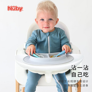 NUBY（努比）婴儿辅食勺硅胶宝宝训练沾勺自主进食勺宝宝训练勺餐具3支装 绿红蓝