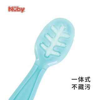 NUBY（努比）婴儿辅食勺硅胶宝宝训练沾勺自主进食勺宝宝训练勺餐具3支装 绿红蓝