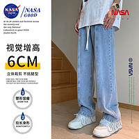 NASA GOOD 官方潮牌牛仔裤男宽松复古美式高街潮流休闲长裤 浅蓝 3XL