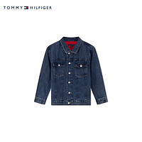 TOMMY HILFIGER 24新款春季童装男纯棉潮流拼色刺绣牛仔夹克外套TH2212026 牛仔蓝红白拼色M01