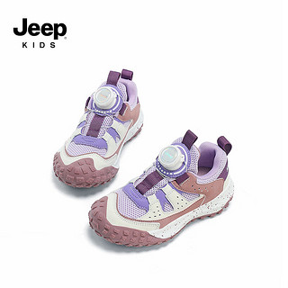 Jeep男女童鞋软底2024春秋休闲鞋透气跑步鞋中大童儿童运动鞋 晨曦紫 31码 鞋内长约19.8cm