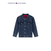 TOMMY HILFIGER 24春季童装男纯棉潮流拼色刺绣牛仔夹克外套TH2212026 牛仔蓝红白拼色M01 S/140cm