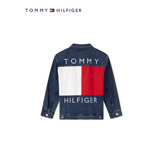 TOMMY HILFIGER 24春季童装男纯棉潮流拼色刺绣牛仔夹克外套TH2212026 牛仔蓝红白拼色M01 S/140cm