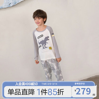 爱慕儿童（AIMER KIDS）薄款男女童3A抑菌套头长袖睡衣睡裤甜美可爱印花莫代尔奶皮衣 男裤-迷彩AK242E251 150
