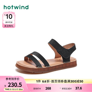 热风 hotwind2024年夏季新款女士时尚凉鞋沙滩鞋两穿平底罗马凉鞋百搭舒适通勤 0