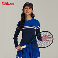 威尔胜（Wilson）24年春季针织长袖衫女款弹力紧身舒适运动训练场上网球服 WW00216411DBC-海军蓝 165/84A/S