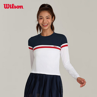 威尔胜（Wilson）24年春季针织长袖衫女款弹力紧身舒适运动训练场上网球服 WW00216411WTA-亮白色 XL