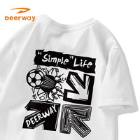 Deerway/德尔惠 男士运动短袖T恤 白#PDR足球爆破 L