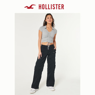  HOLLISTER/霍利斯特 罗纹束紧修身 女士Polo衫  S (165/88A) 麻灰色