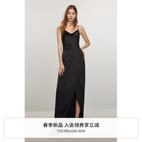 欧时力OCHIRLY 缎面小黑裙吊带连衣裙女露背透气礼服气质春夏季 黑色 XL