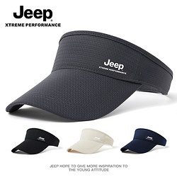 Jeep 吉普 夏季空顶帽男士大帽檐骑车运动防晒男帽子遮脸太阳遮阳帽