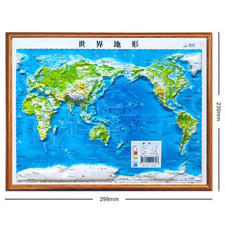 北斗地图2张便携式3d凹凸立体地图 中国地图和世界地图地理地形图儿童版小中适用三维地势地貌模型挂图 世界地形（30*23cm）